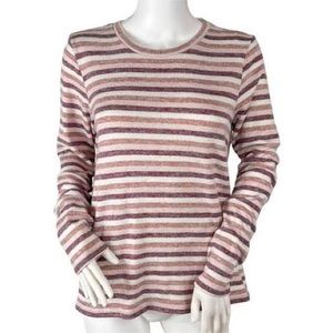 American Eagle Soft & Sexy Plush Long Sleeve Pink and White Striped Shirt